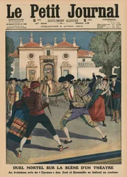 Duello fatale sul palco di un teatro spagnolo durante il terzo atto dell